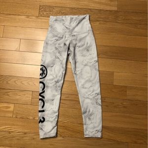 Soulcycle DYI Marble Printed 7/8 Leggings White Black XS